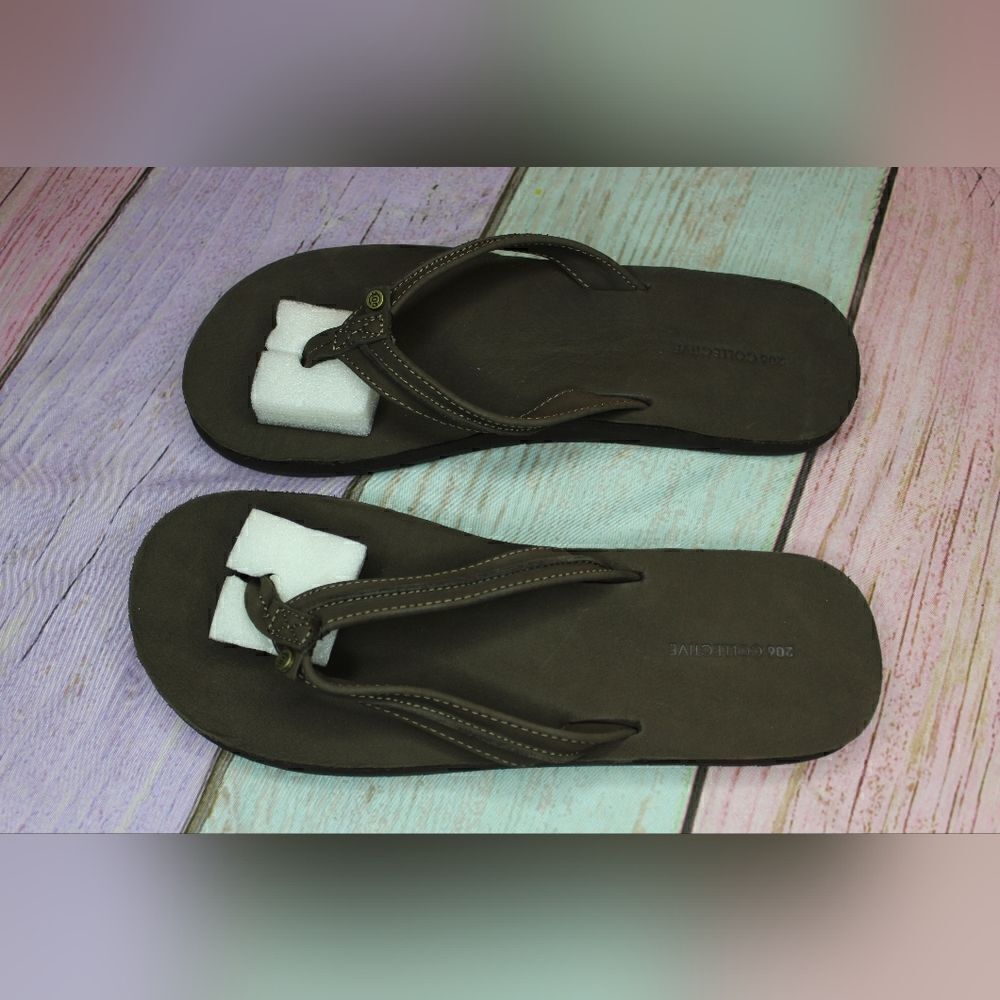 ‎Women's 206 Collective Leather Flip Flops Shoes Size 10